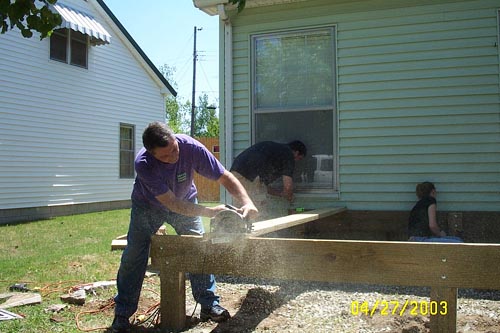 Joe on the power saw - get out of the way!
