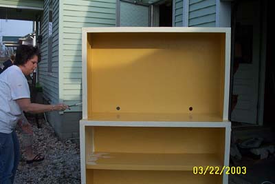 Then, the crackle layer, and the second coat of paint...