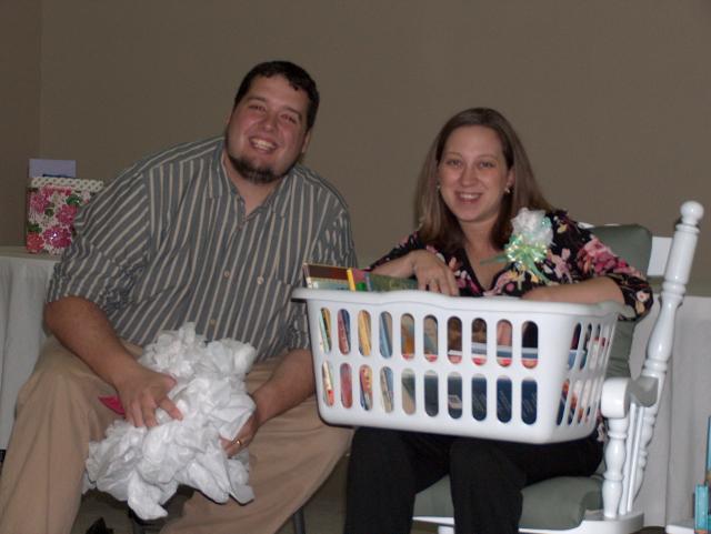 All smiles with our basket full of books (or maybe because we're finally almost done opening presents!)