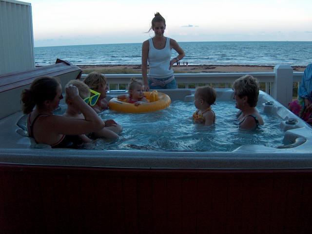 There we go -- 1 adult for each child, the perfect hot tub ratio!