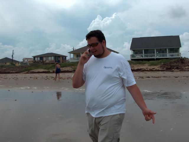 Yes, he even talks on his cell phone at the beach...