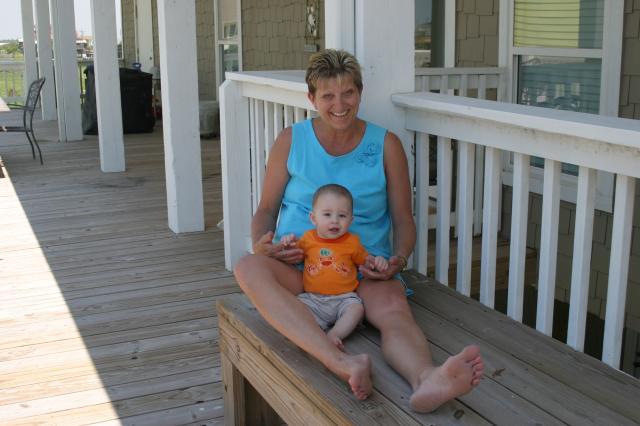 Gammy & Tyler on the porch
