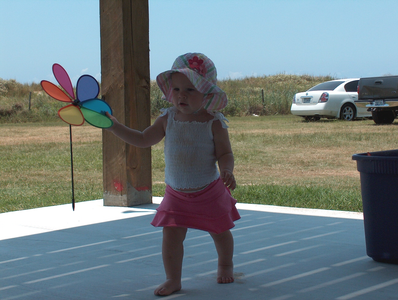 Charli found a pinwheel!