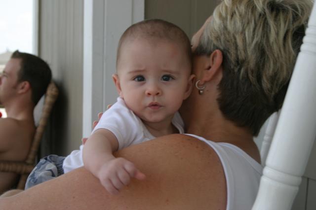Tyler & Aunt Bebe enjoying the back porch