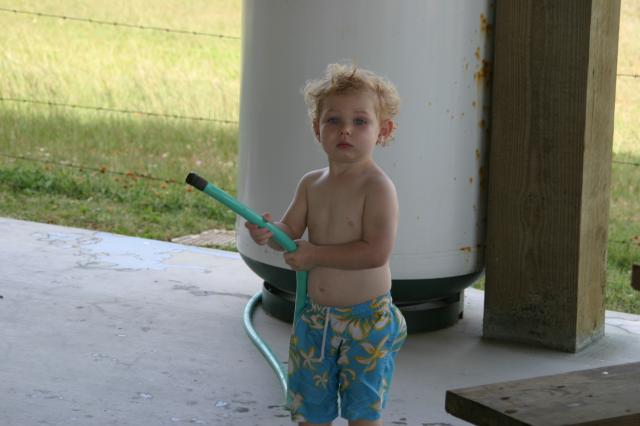 Uh oh, Jonathan's got the hose!