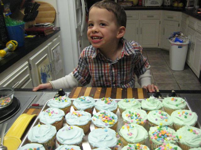Some got more sprinkles than others, but he did it all by himself! ~ April 12, 2009