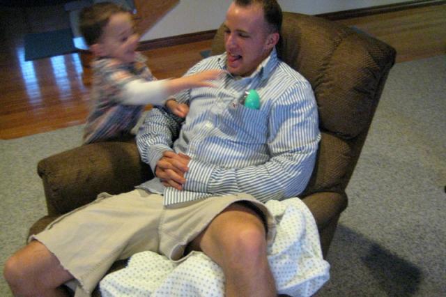 You've got an egg in your pocket, Uncle D! ~ April 12, 2009
