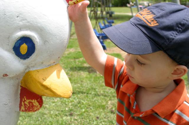 Okay, chicken, we have to go now, but we'll be back, I promise. ~ April 16, 2007