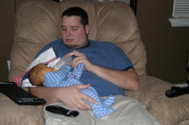 Bonding over a bottle of Mommy's milk ~ January 22, 2006