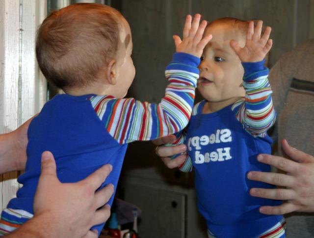 Baby in the mirror! ~ November 17, 2006