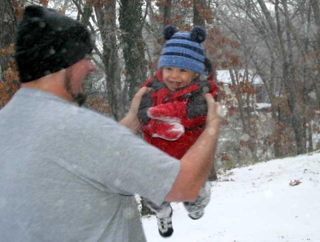 Hurry, Dad, let's go inside and warm up! ~ November 30, 2006