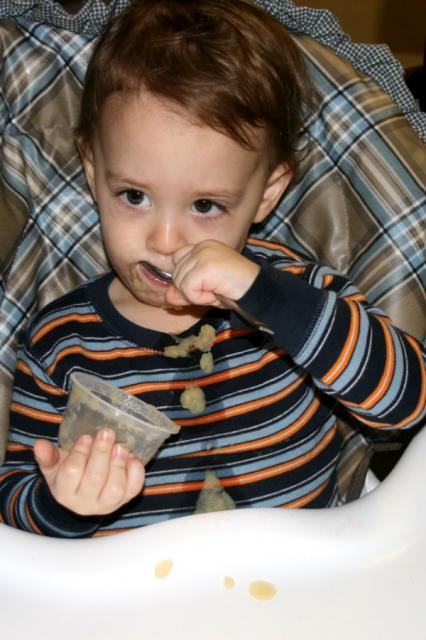 I can feed myself applesauce! ~ October 18, 2007