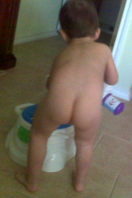 He discovered the potty at Nanna's house ~ January 10, 2008