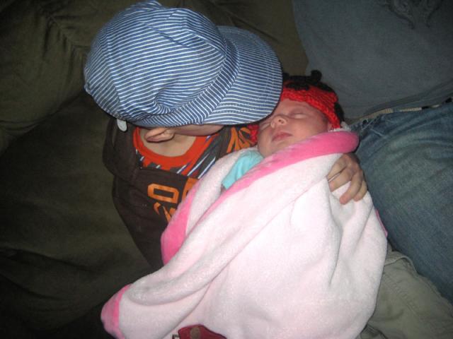 Cuddling baby Bella ~ February 10, 2010