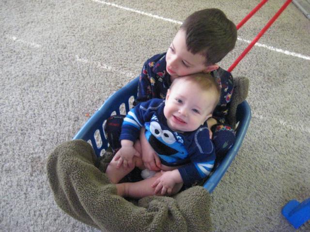 Laundry basket ride ~ January 10, 2010