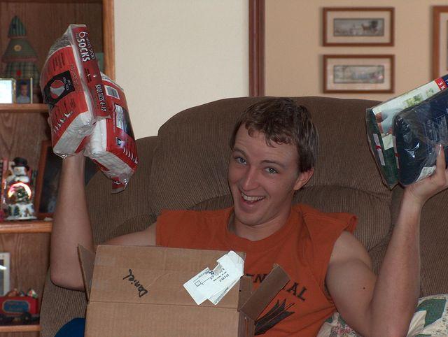 Daniel was REALLY excited about his new socks & underwear!
