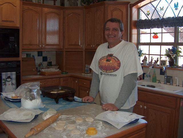 Joe cooking his special Christmas beignets