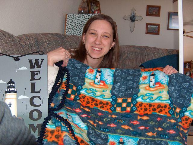 Fleece blankets crocheted by Candy