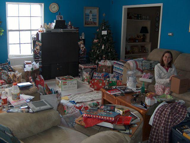The disaster area that was our house on Christmas morning...