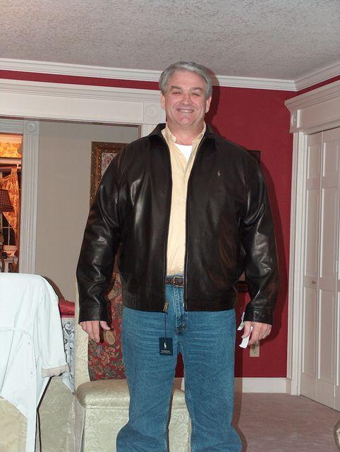 Bob modeling his new jacket