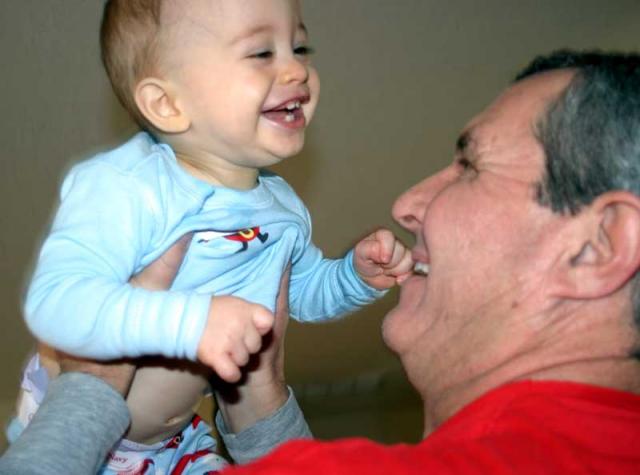 Giggling with Papa Joe