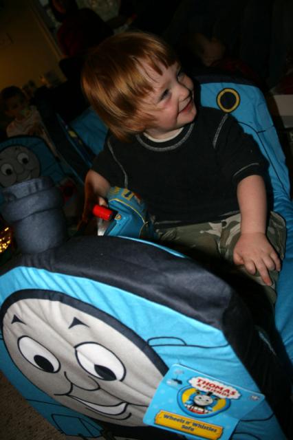 Toren loving his train