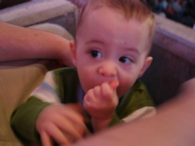 Snacking on Cheerios, waiting for the 'Bops (as Tyler calls them)
