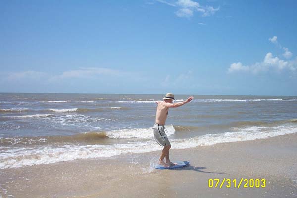 Trying out the Skimboard