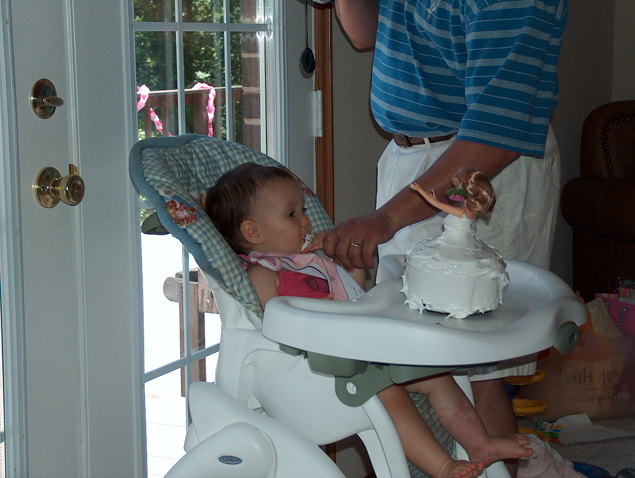 Daddy had to give Gracie a little help...
