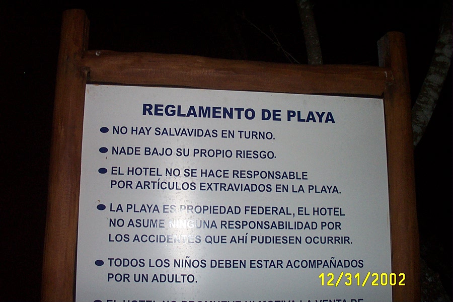 Beach rules en español...