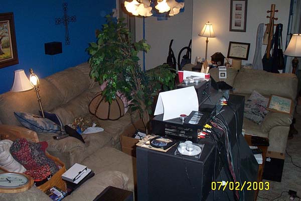 Way too much furniture...especially when it's stacked in the middle of the living room