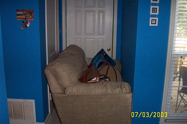Who knew our loveseat would fit in the entryway?
