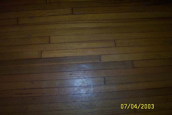 A close up of our new floor