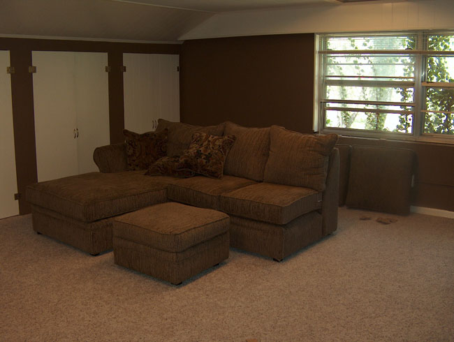 The two parts of our sectional that actually fit up the stairs