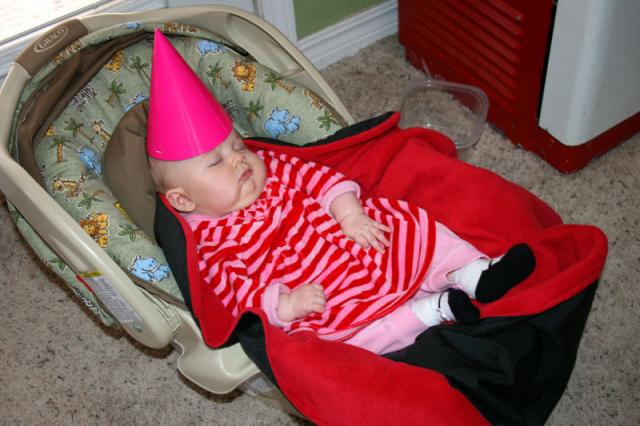 Baby Lila's all partied out...