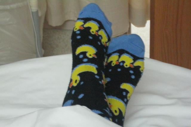 My lucky duck socks! I wore them for Tyler's birth, too.