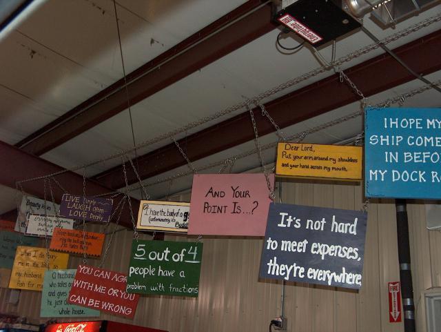 They have lots of funny signs to read while you wait