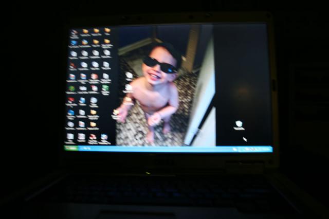 Turning on the laptop