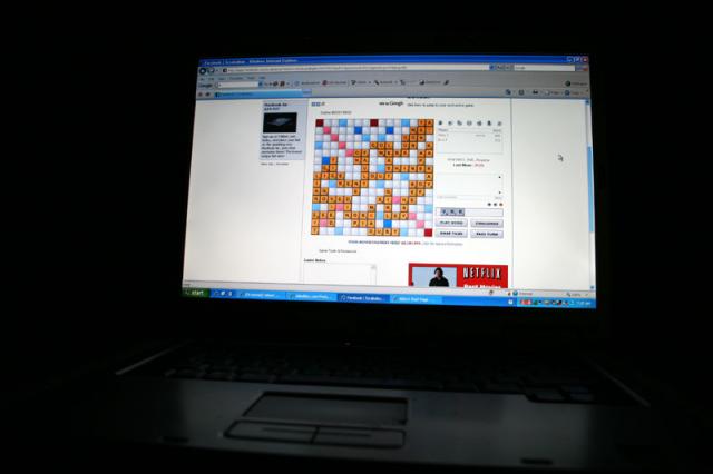 Playing Scrabble on Facebook -- yes, I am that cool.