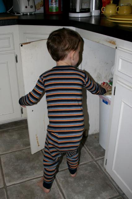 Being a good helper and throwing something in the trash