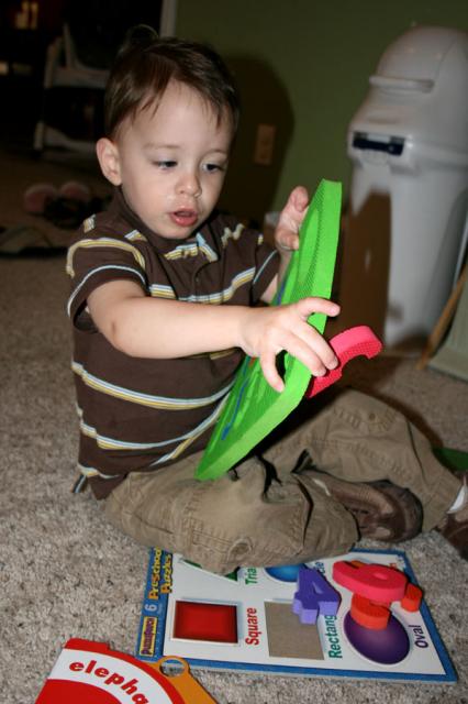 Puzzle time (Jill, he still says "Poke, poke!" every time he plays with the numbers one)