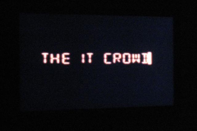Watching a British sitcom, The IT Crowd - nerdy but funny!