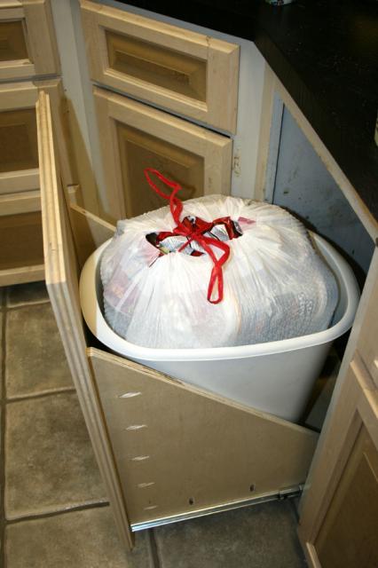 Tied up the trash after Oliver's first scavenge attempt of the day