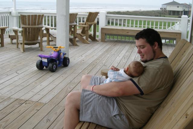 Daddy & Tyler on the porch
