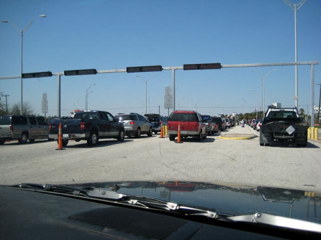A very long ferry line