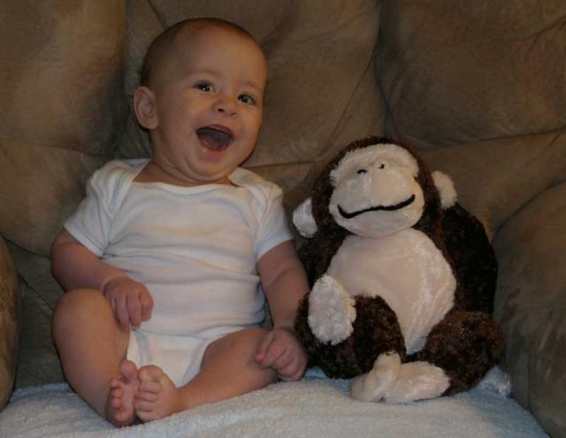 Tyler & Monkey -- 4 months old!