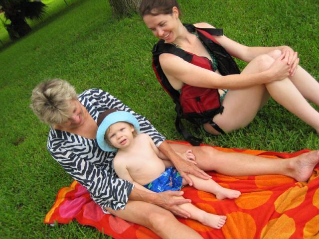 Granna Di, Jackson and Jenna relaxing